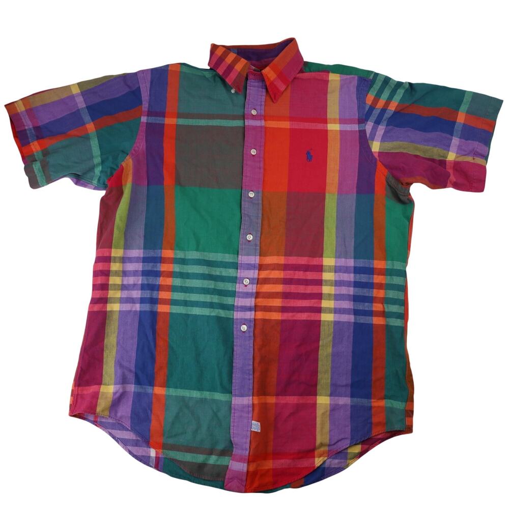 Vintage Polo Ralph Lauren Bright Colorful Plaid Casual Shirt
